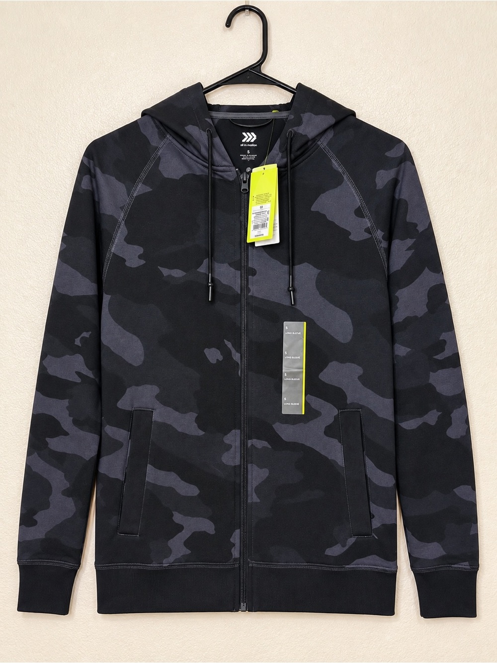 all in motion Black & Gray Camo Lightweight Zip Hoodie Jacket